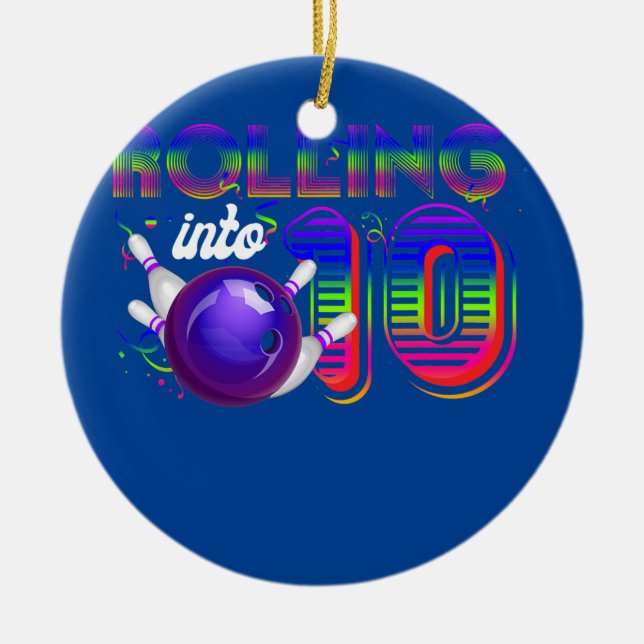 Rullande i 10 Födelsedagsfest 10:e Julgransprydnad Keramik (Framsidan)
