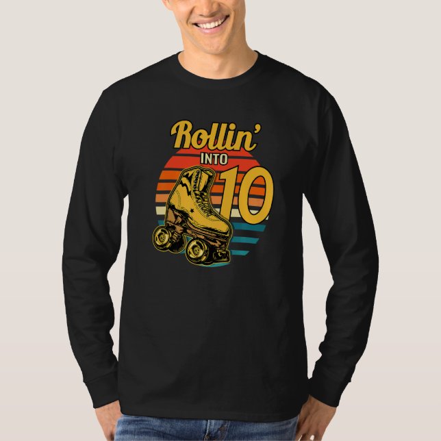Rullande i 10 Retro Roller 10:e Födelsedagsfesten  T Shirt (Framsida)