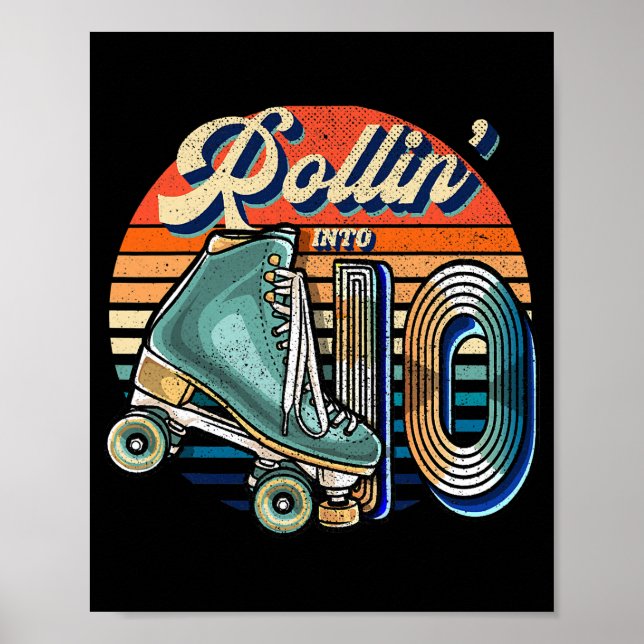 Rullande i 10 rullskridskor 10:e födelsedagen poster (Framsidan)