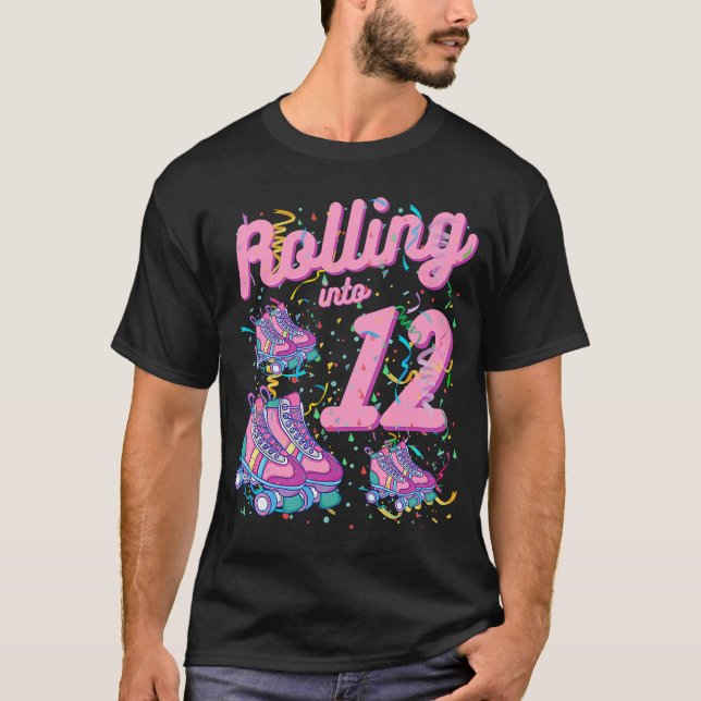 Rullande i 12:e Birthday Roller Skate 12 Years O T Shirt (Framsida)