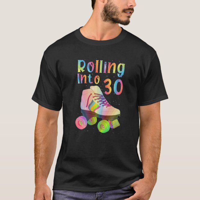 Rullande i 30 Coolors 30års födelsedag-rullskridsk T Shirt (Framsida)