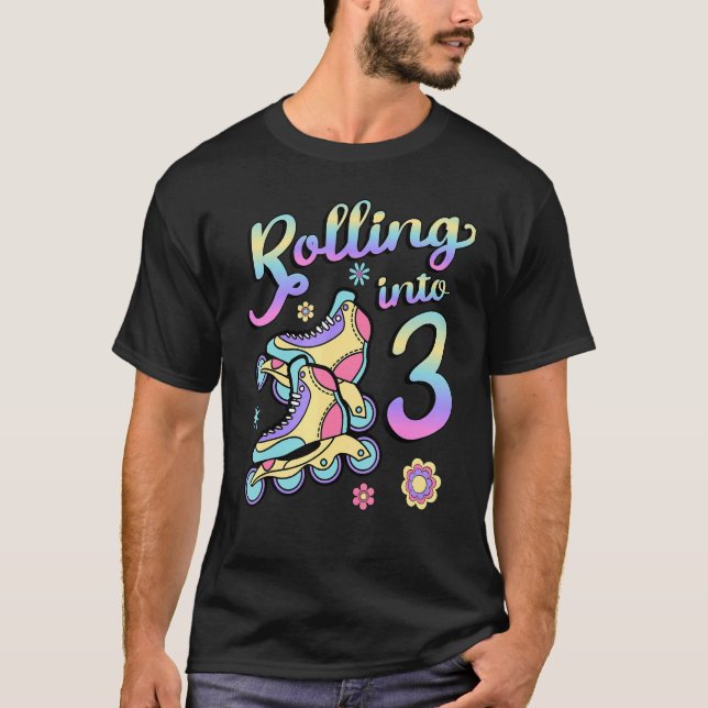 Rullande i 3 rullande Skater Skates 3:e året T Shirt (Framsida)