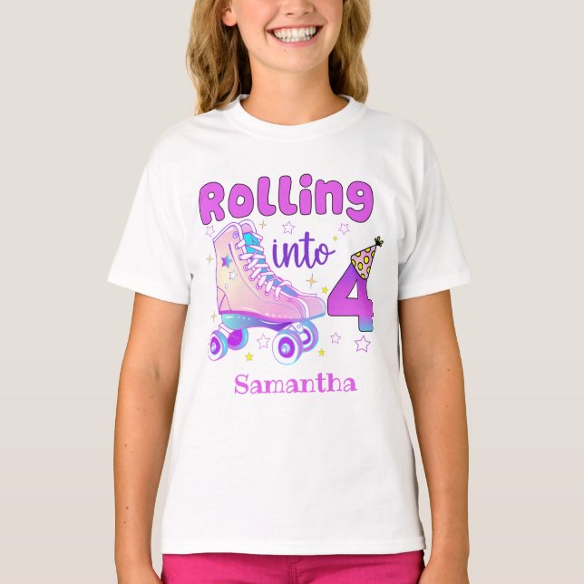 Rullande i 4| Skater av rullande Födelsedagsfirand T Shirt (Framsida)