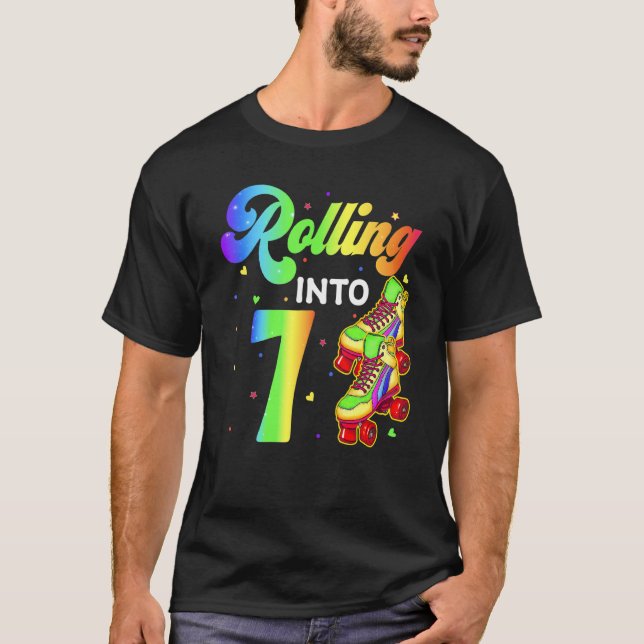 Rullande i 7 år gamla 7:e-födelselns rullskiva t shirt (Framsida)