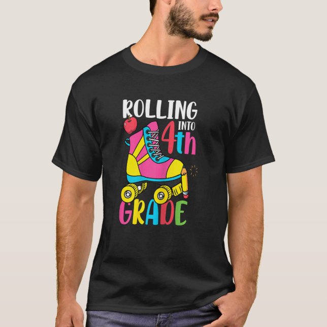 Rullande i fjärde Klass-Back to school Roller Skat T Shirt (Framsida)