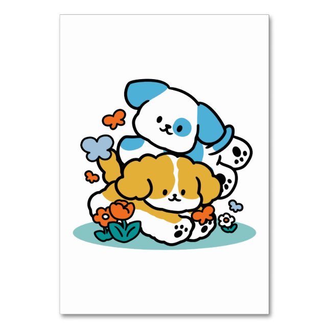 Rullande i maj som Valper i Lycklig - Cute Vår Hun Bordsnummer (Framsidan)