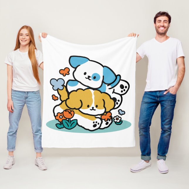 Rullande i maj som Valper i Lycklig - Cute Vår Hun Fleecefilt (På plats)