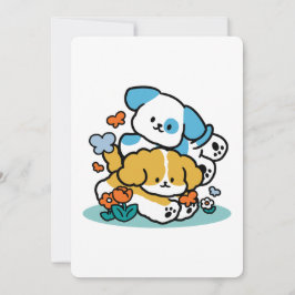 Rullande i maj som Valper i Lycklig - Cute Vår Hun Julkort