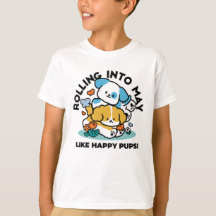 Rullande i maj som Valper i Lycklig - Cute Vår Hun T Shirt