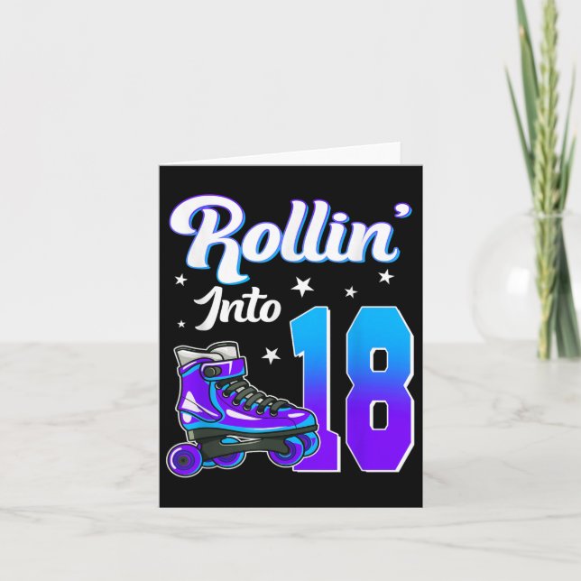 Rullande in i 18 roller Skating Theme Birthday 18: Kort (Framsida)