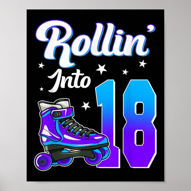 Rullande in i 18 roller Skating Theme Birthday 18: Poster (Framsidan)