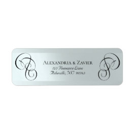 Rullande kalligrafi adressetiketter - Silver Returadress Etikett