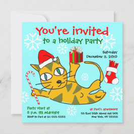 Rullande katt för julfestinbjudan inbjudningar
