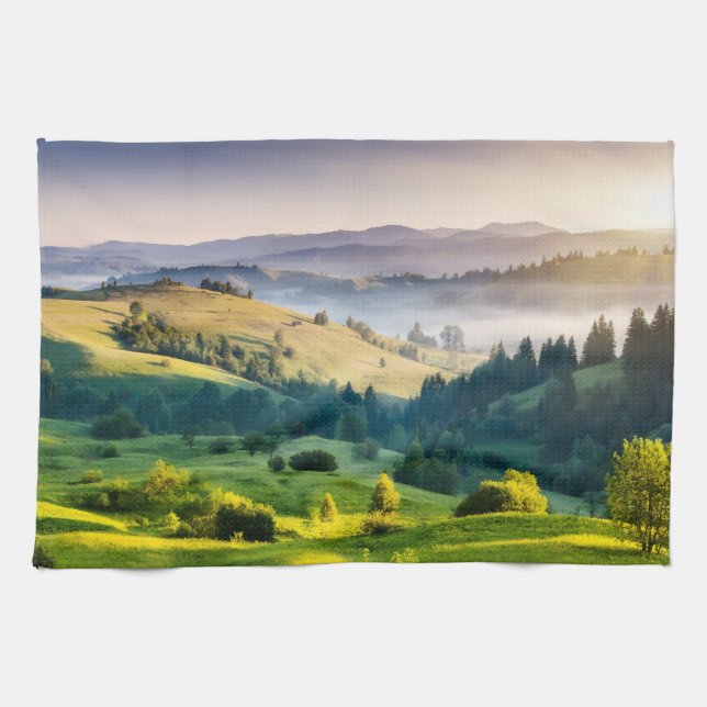 Rullande kullar naturskön foto kökshandduk (Horisontell)
