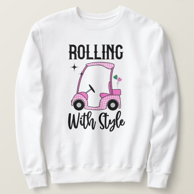 Rullande med Stil | Funny Golf Cart Lång Ärmad Tröja (Design framsida)