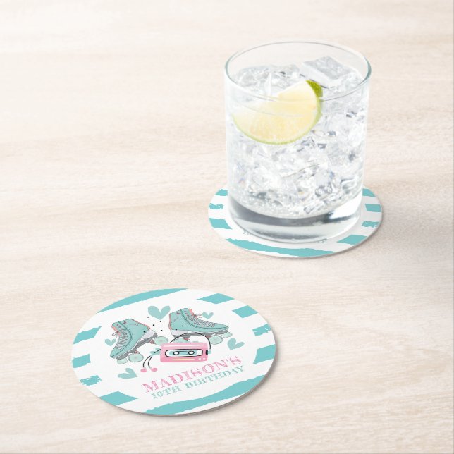 Rullande Personlig Pastel Party Underlägg Papper Rund (Insitu)