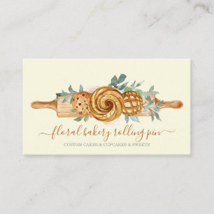 Rullande Pin Bakery Cakes Sweets Cookie beige Visitkort