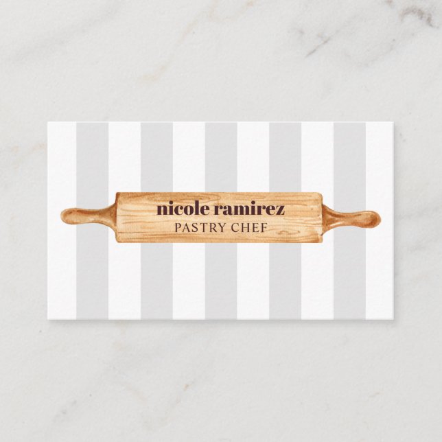 Rullande Pin Patisserie stripe-bakverk Visitkort (Framsida)