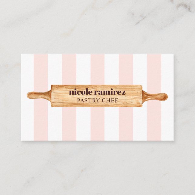 Rullande Pin Patisserie stripe-bakverk Visitkort (Framsida)