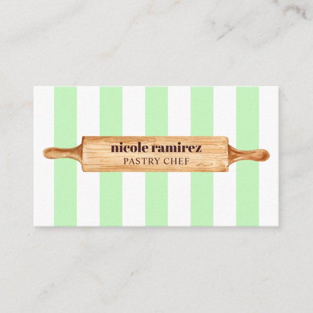 Rullande Pin Patisserie stripe-bakverk Visitkort (Framsida)