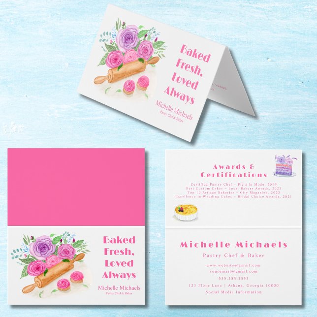 Rullande Ro Pin-bakverk Chef Baker Visitkort (Skapare uppladdad)