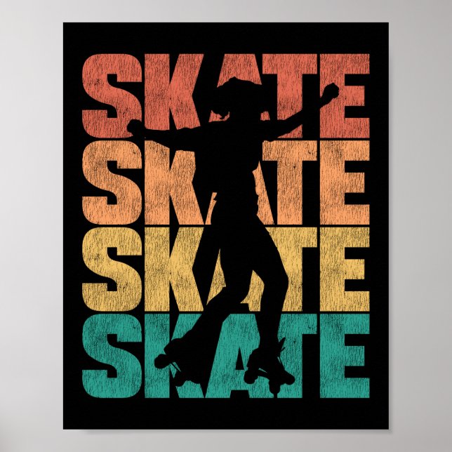 Rullande skal Skate Skate Skate Skate 1970S Retro Poster (Framsidan)