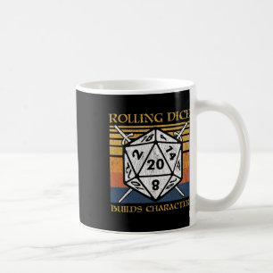 Rullande Tärningar Bygger Karaktär Roligt Rpg Bräd Kaffemugg