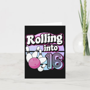 Rullande till 16 Bowling 16:e födelsedagen Kort