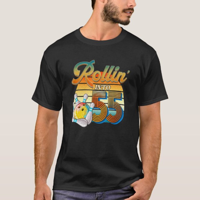 Rullande till 55:e födelsedag Bowlareare 55 år gam T Shirt (Framsida)