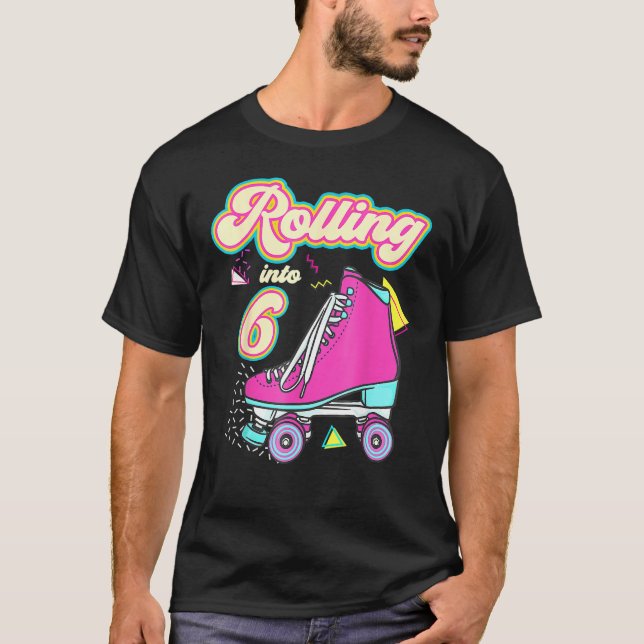 Rullande till 6 års gammal flicka 6e, födelsedagsr t shirt (Framsida)