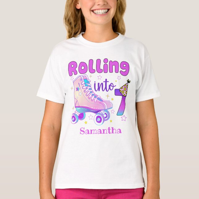 Rullande till 7| Skater - födelsetal för rullstols T Shirt (Framsida)