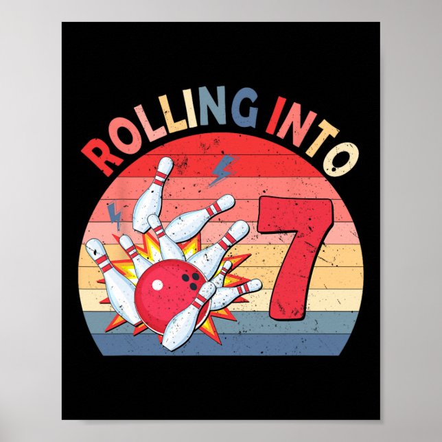 Rullande till 7 tarvande födelsedag 7 år gamla bar poster (Framsidan)