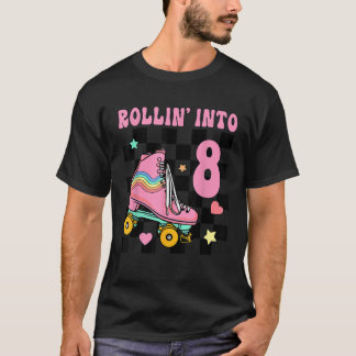 Rullande till 8 års gammal roller Skating Girl 8th T Shirt