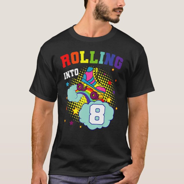 Rullande till 8 rullar Skates Birthday Skating Bda T Shirt (Framsida)
