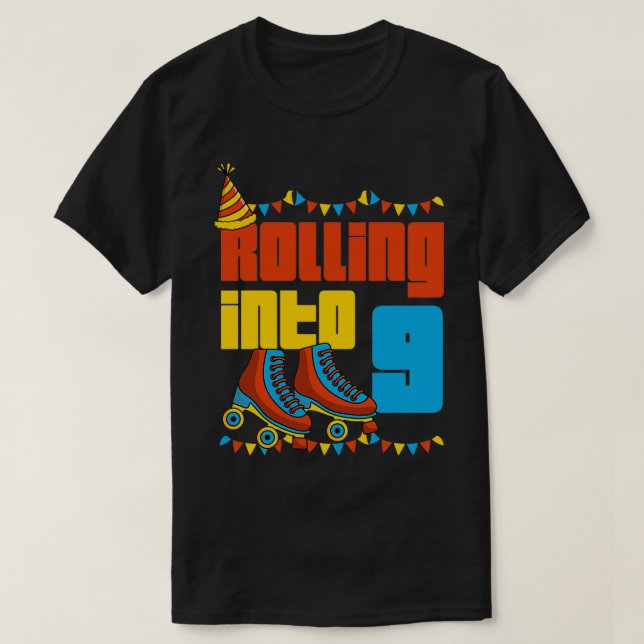 Rullande till 9 rullskiva 9:e Födelsedagsfesten Su T Shirt (Design framsida)