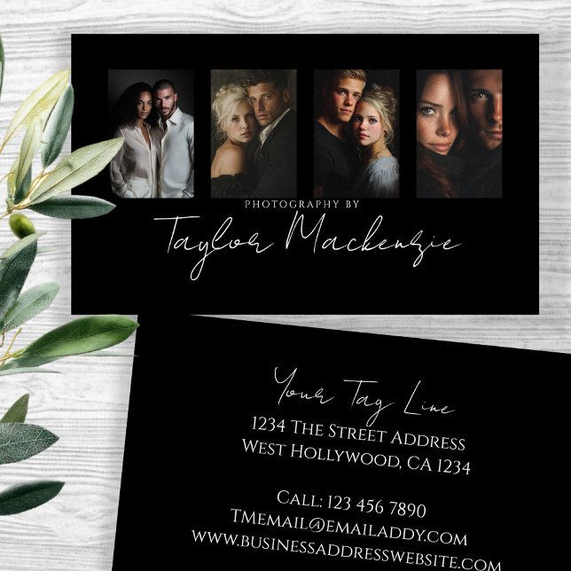 Rullande typografi 4 Foto Mall Personlig Visitkort (Scroll Typography 4 Photo Template Personalized Business Cards by Ricaso. Ideal for variety of uses)