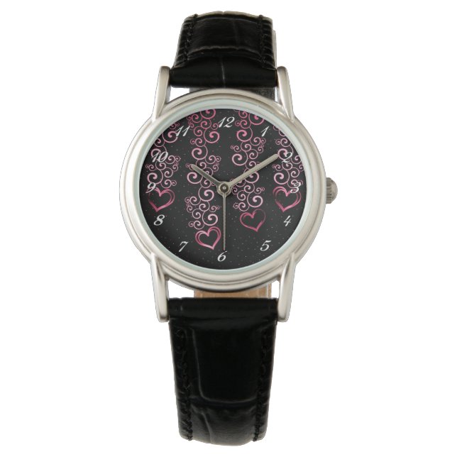 Rullande vinhjärter Wrist Watch Armbandsur (Framsida)