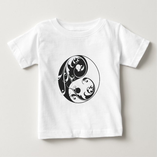 Rullande Yin & Yang (svart) T-shirt (Framsida)
