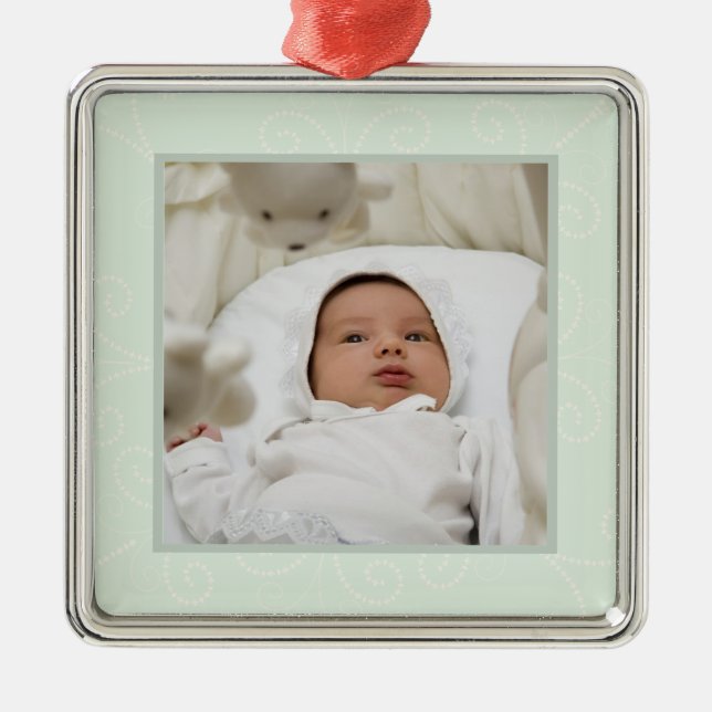 Rullaprydnad (grönt) julgransprydnad metall (Framsidan)