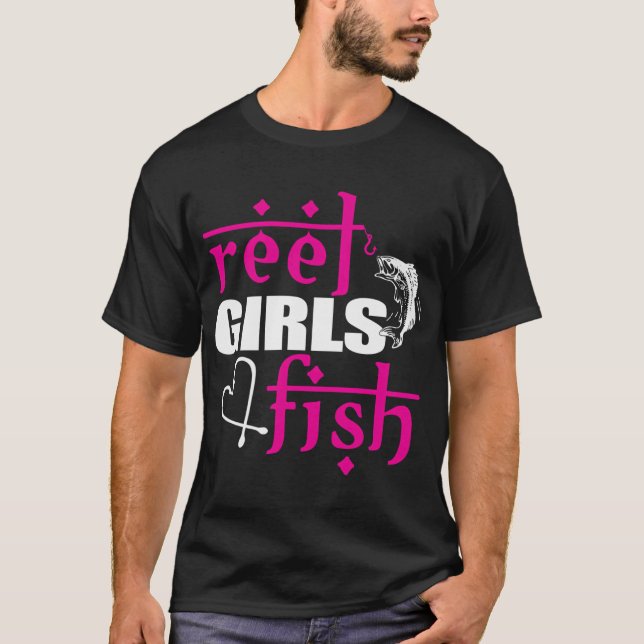 rullar flickor fiskar t shirt (Framsida)