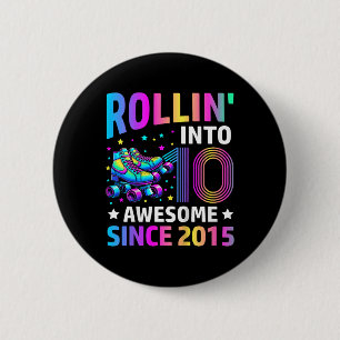Rullar in i 10 år gamla skridskor 10-årsdag Gif Knapp