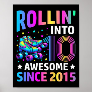 Rullar in i 10 år gamla skridskor 10-årsdag Gif Poster