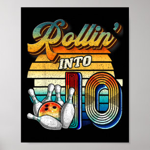 Rullar in i 10 bowling födelsedagsfest 10-års föde poster