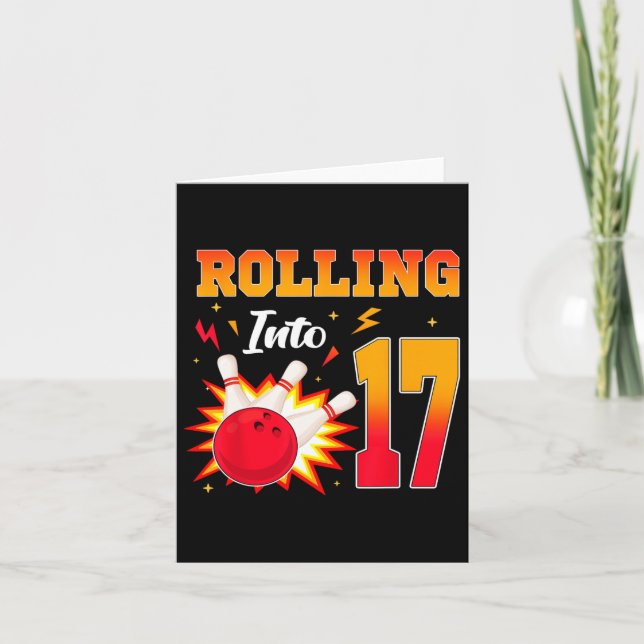 Rullar In I 17 Bowling Födelsedagsfest 17 År Gamma Kort (Framsida)