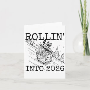 Rullar in i 2026 Tvättbjörn Rolig Nyår Tvättbjörn Kort