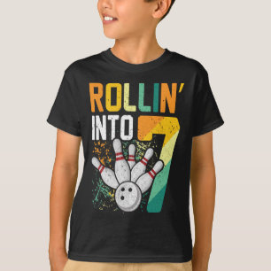 Rullar in i 7 Retro bowling födelsedagsfest 7-årsd T Shirt