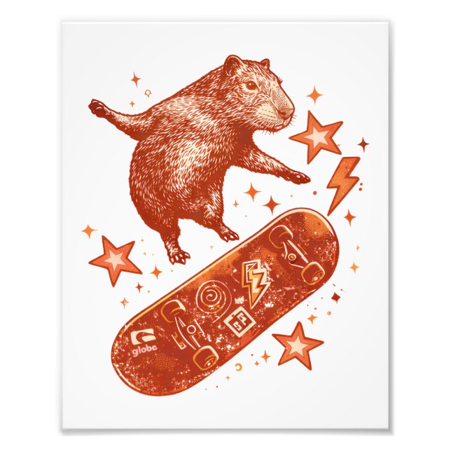 Rullbräda Capybara Y2K 90-talsstil Fototryck (Framsidan)