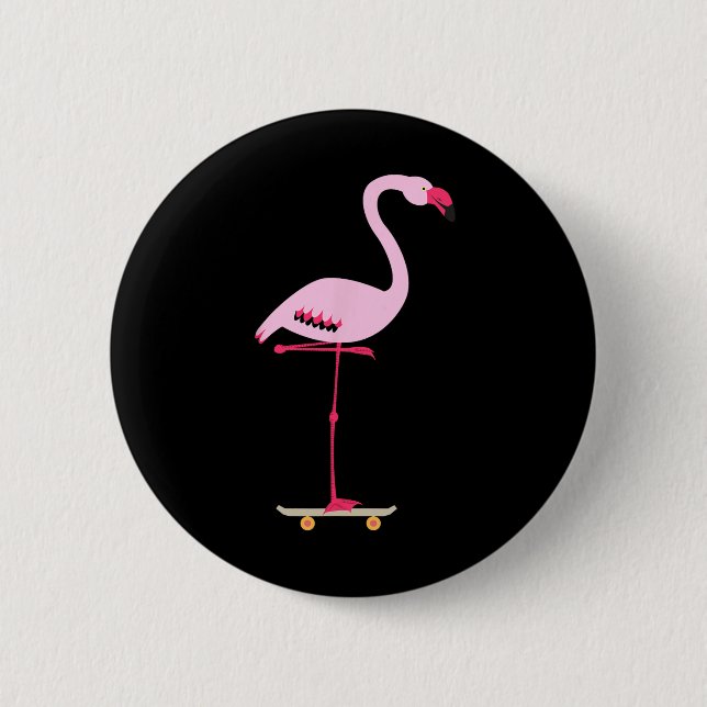 Rullbräda Rosa Flamingo Cool Rolig Grafik  Knapp (Framsida)