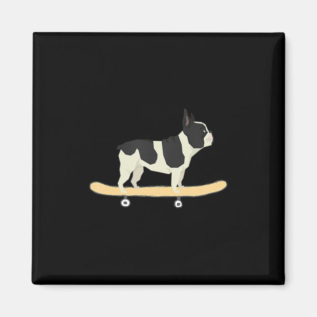 Rullbrädande fransk bulldog valp present magnet (Framsidan)