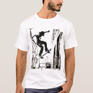 Rullbrädisar stencilkonst t shirt